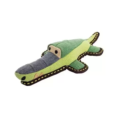 Krokodýl 30 cm, robustní aport pro psy, tkaná látka, zelená/šedá, HipHop Dog