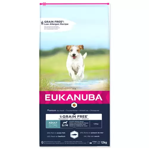 Krmivo EUKANUBA Adult Small & Medium Grain Free Ocean Fish 12kg