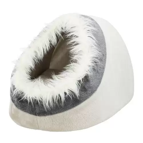 MINOU plyšová jeskyně, 41 x 30 x 50cm, béžová/šedá