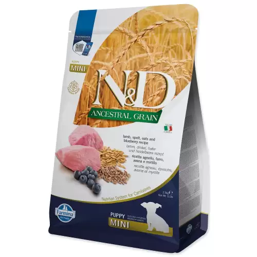 Krmivo N&D Dog Puppy Mini Ancestral Grain Lamb, Spelt, Oats & Blueberry 2,5kg