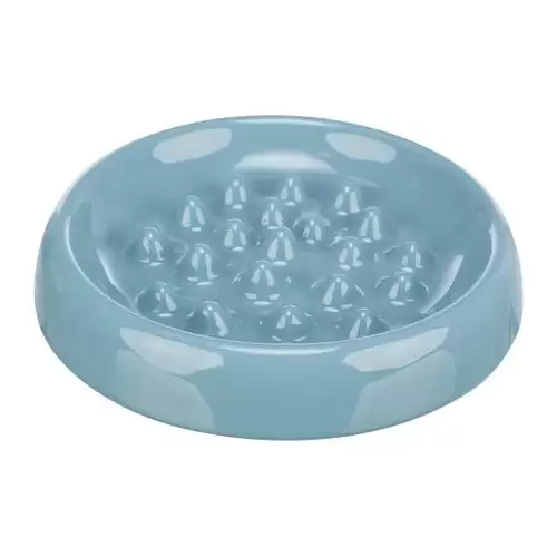 Slow Feed, keramická miska k pomalému krmení, 0.25 l/o 18 cm, modrá, šedá