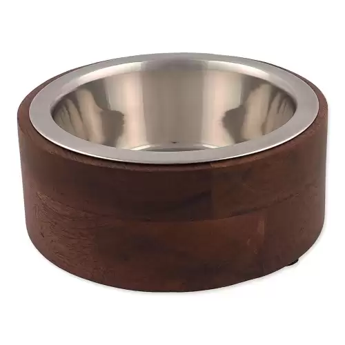 Miska Dog Fantasy nerez v dřevě, rovná 400ml
