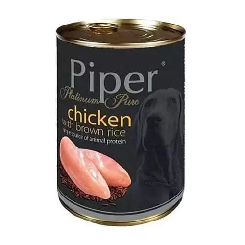 NEW PIPER PURE kuře s hnědou rýží, konzerva pro psy, 400 g