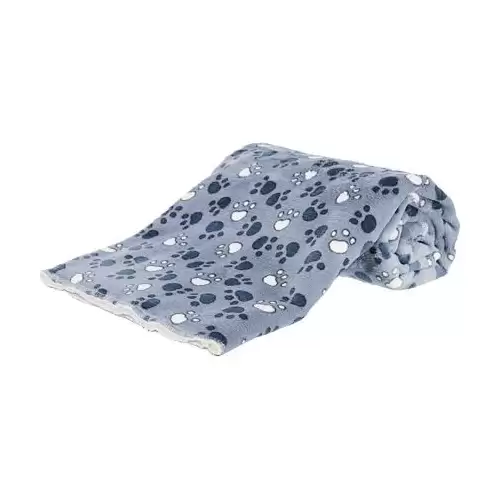 Deka TAMMY jemný plyš/dlouhý plyš, modrá s packami 100 x 70 cm