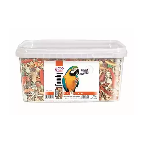 LOLO Foody kompl.krmivo pro velké papoušky 3L/1,5kg kyblík