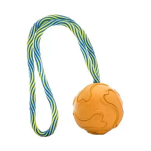 Vrhací tréninkový míč s vlákny z rýžových slupek, na laně  6/30 cm HipHop Dog