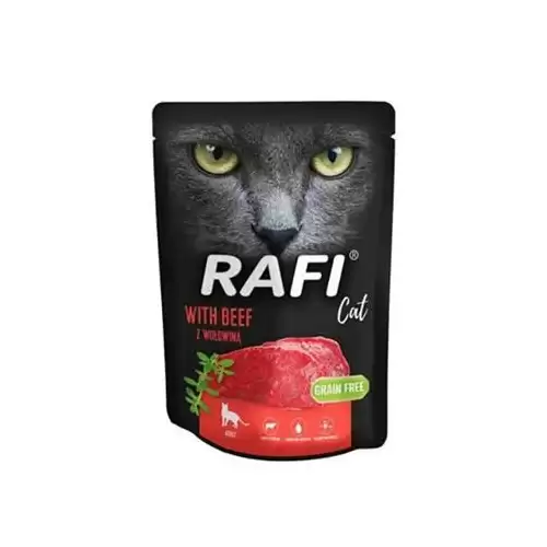 RAFI kompletní krmivo s hovězím pro kočky, bez obilovin, kapsička 300 g