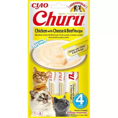  Inaba Churu cat snack kuře, sýr a hovězí příchutí 4x 14g