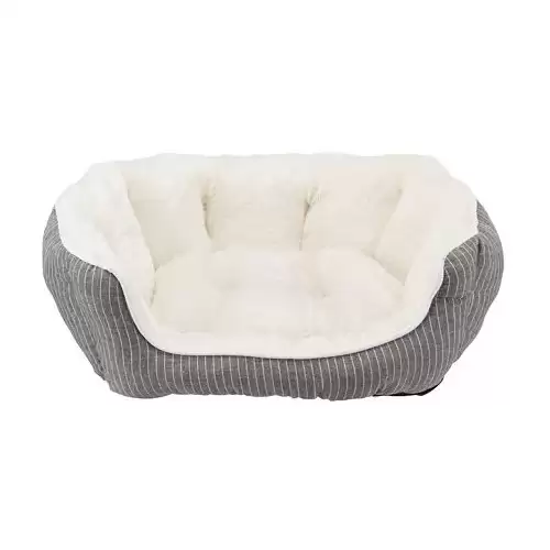 Oválný pelech DAVIN s plyšem, šedo/krémový 50 x 40 cm